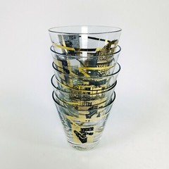Vintage 50s 60s MCM Gilded Martini Glass Set of 5 Printing Advertising Barware