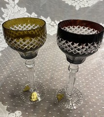 SET OF SIX VINTAGE WESTERN GERMANY HANDCUT CRYSTAL WINE STEM GOBLETS