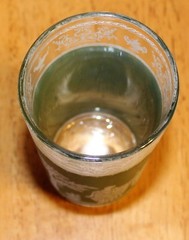 Jeannette: HELLENIC PATTERN TALL SHERBET (2) & JUICE (1) Glass – GUC