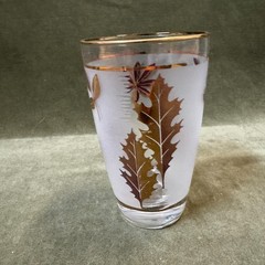 Set Of 8 Vintage G.Reeves Golden Foliage Frosted Leaf Flat Cooler Glasses 14 Oz