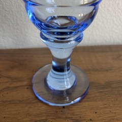 Vintage Libbey Sirrus Blue Wine Glass Goblet Ribbed Design 7” .