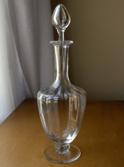 Baccarat Capri Optic footed wine decanter~13.5″ H~made in France~1969~Pristine