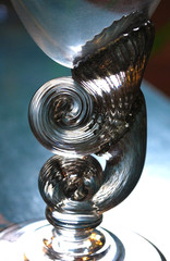 RARE Hand Blown DOUBLE NAUTILUS Water Goblet BOB CROOKS Signed British ART GLASS
