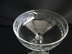 Glastonbury/Lotus Glass Clear Polished Cut «Laurel Leaf» Low Sherbet Stem EUC
