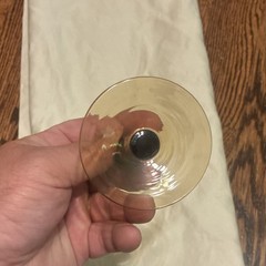 Clear & Amber Glass Wine Glass with Twisted Swirl Stem and Clear Bowl