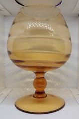 Vintage Glass Italian Empoli Ripple Amber Optic Brandy Snifter
