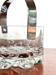 Orrefors Sweden Heavy Clear Cut Crystal Ice Bucket With Chrome Handles MCM Style