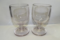 Rummer 19th Century Set of 4 Goblets 2 part Mold Pub Inn Barware Sun Purple #6