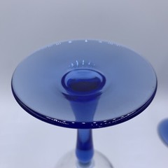 4 Lenox Cobalt Blue Stem Wine Glasses Goblets 8” Swag Drape Gold Rim 8 oz