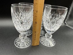 ESTATE VINTAGE WATERFORD BOYNE CRYSTAL SHERRY GLASS SIGNED STEMWARE SET 4