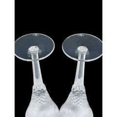 Waterford Crystal Millennium Peace Champagne Flutes Pair 9.5” Doves Olive Branch