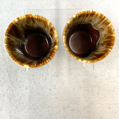 Brown Drip Glaze Juice Glasses 3.5 Inches Tall Water Cocktails Lot of 2 Vintage
