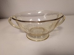 Vintage Fostoria Glass Yellow Cream Soup with Handles Footed Topaz Art Deco 30s