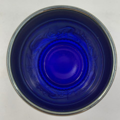 Vintage Blue Dugan Carnival Glass Stork & Rushes Pattern 4″ Tumbler
