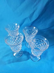 Set of 4 Fostoria Glass AMERICAN Water Footed Glasses Optic Cube