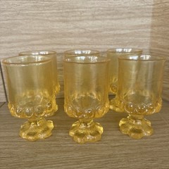 6 FRANCISCAN MADEIRA CORNSILK YELLOW Juice GOBLETS 4 7/8” Stems Footed Heavy