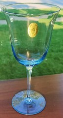Christiane by Celebrity Crystal Water Goblet. Blue Stem and Bowl 7 7/8″ Tall