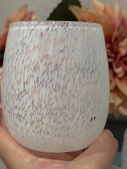 Murano Art White Cristal Bianco Opalino Confetti Glass Tumblers. Set-4 Italy