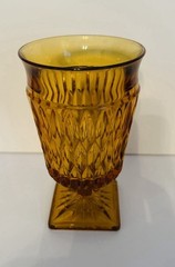 Indiana Glass Mt Vernon Amber Large 6” Vase Goblet Square Base Vtg Decor