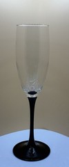 Luminarc France «Domino Signature Black Stem» Champagne Flute Glass, No Chips