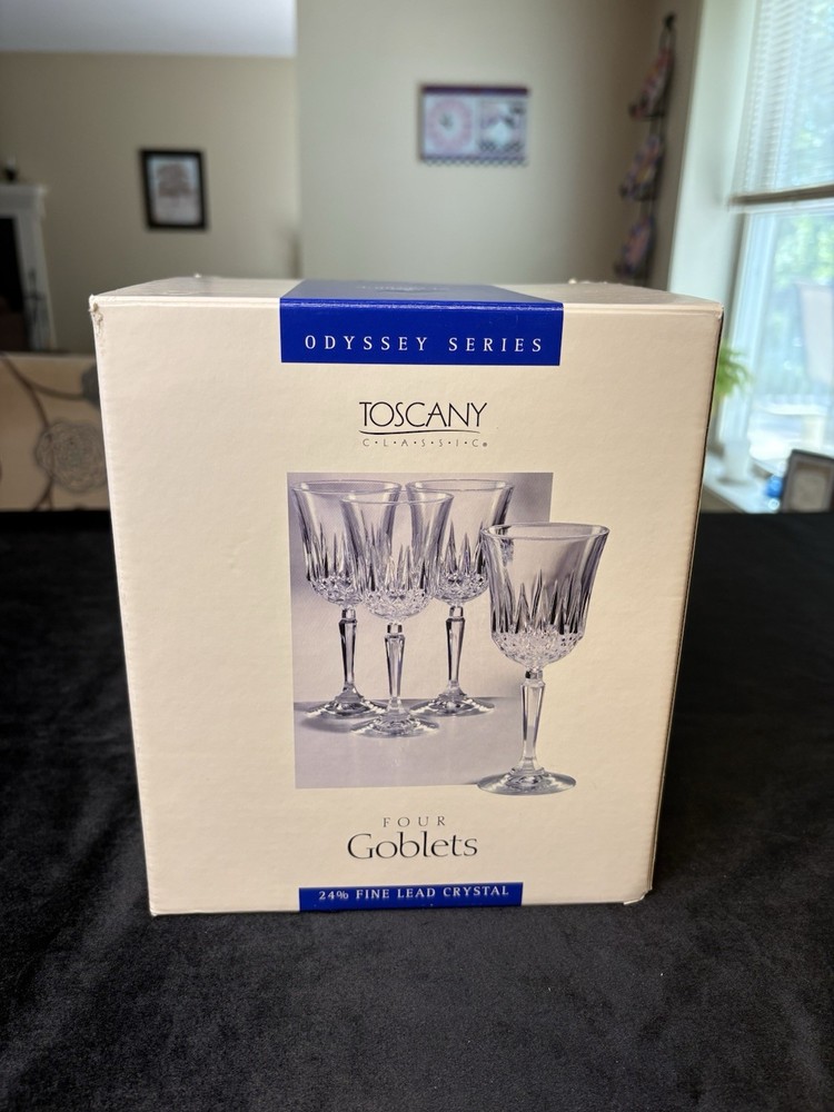 Set Of Four Toscony Classics Odyssey Series Goblets 24% Fine Crystal