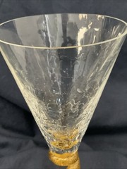 Union Street Glass Gold Spiral Stem Crackled Goblets/Glasses Lot Of 2 9” Tall