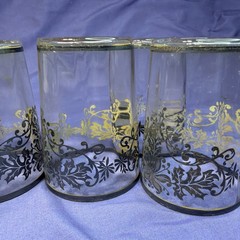 Rockwell Sterling Silver Overlay Glass Juice Tumblers 3.75″ MCM Floral Set 6
