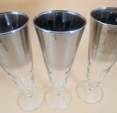 Silver Fade Ombre CHAMPAGNE Flute Glasses Set Of 3 Dorothy Thorpe? 8¼» Inch