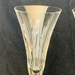 Oscar de la Renta Set 2 Signed Crystal Champagne Flute Glasses