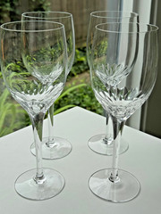 Set of Four (4) Orrefors Crystal Prelude 8 1/4″ Water/Wine Goblets -Excellent