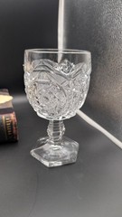 US Glass Comet Pattern Stemmed Goblets Gold Rim Buzz Star Whirligig Set of 5