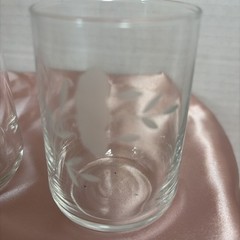 Princess House Heritage Set (3)Clear Crystal Floral Etched Juice Glasses EUC