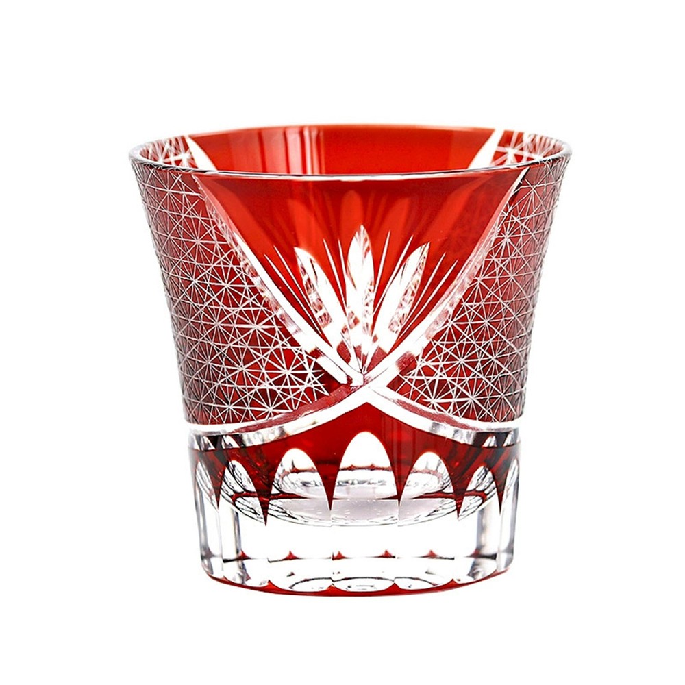 Japanese Style Edo Kiriko Glass Hand Cut Crystal Whisky Glasses Dark Blue 8.3oz