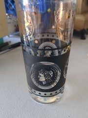 Libbey Black & GOLD COIN Barware Juice Glasses Mid Century 8 pcs