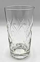 7 HIGHBALL TUMBLER GLASSES 5.25” Diamond Pattern Thumbprint Dots Bar MCM Retro
