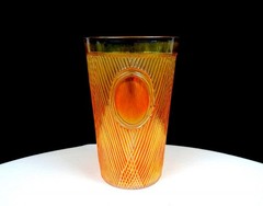 Jain Carnival Glass India Marigold Four Suits Vintage 4 5/8″ Tumbler 1935