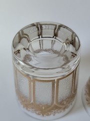 3 Vintage Gold Gothic Cathedral Lowball Glasses By Washington Glass