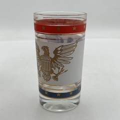 4 VTG Barware Red White Blue Gold Eagle Tom Collins Highball Glass +Shot Glasses