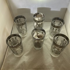 Vintage MCM KIMIKO Silver Knight Shield Highball Glasses-Set Of 6