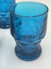 Vintage Lot of 6 Viking Georgian Blue (Bluenique) Tumbler Honeycomb Glasses EUC
