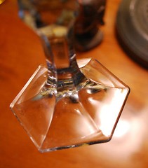 Vintage FOSTORIA VIRGINIA Set 5 Water Glasses SMOKEY GREY Hexagonal Panels 7.25″