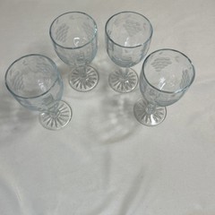 Set Of 4 Standard Glass Manufacturing Co. Etched Grapes Cordial Glasses 1920s