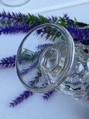 4 Vintage Fostoria American Clear Footed 4 oz Juice Glasses 4-3/4″ Tall, Cubist