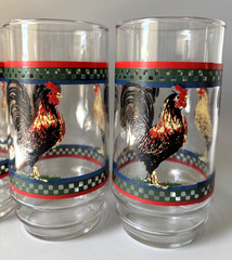 Set of 5 Vintage Libbey Ella’s Rooster Tumblers Mid Century Glassware Farmhouse