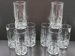 (8) Libbey Crisa Impressions Cooler Glasses Set Clear Pinched Sides Bar Ware Lot