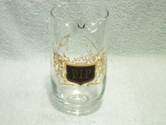 Vtg VIP Gold Crest Cocktail Pitcher & 3 Roly Poly 4 Oz Glasses Tumblers Barware