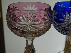 TWO VINTAGE ROEMER WINE GLASS CRYSTAL FRANCE SAINT LOUIS PATTERN FANCY