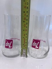 Vintage 7-up “the Uncola” glasses set of 2 retro soda advertising 1970s Barware