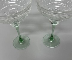 Set of 2 Vintage CRISTAL D’ARQUES-DURAND Green Stem Sombrero Margarita Glasses