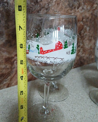 4 – Libbey Winter Village Water Goblets (2 Sizes 7″ & 7.5″)